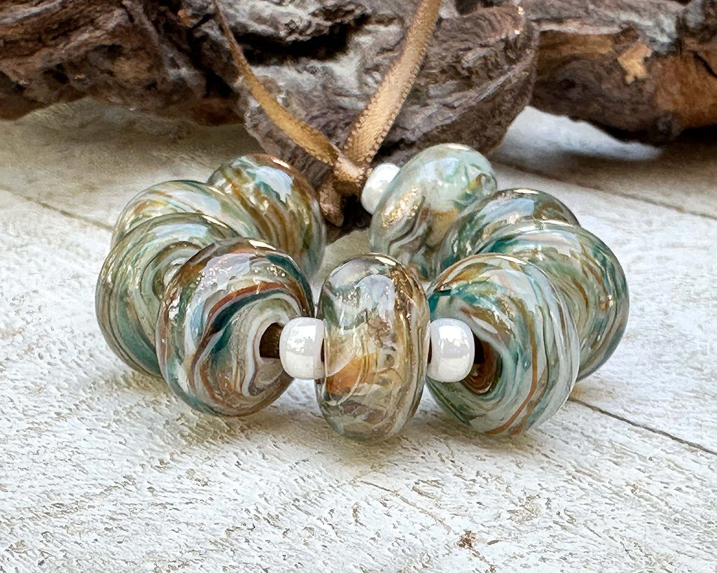 green lampwork beads