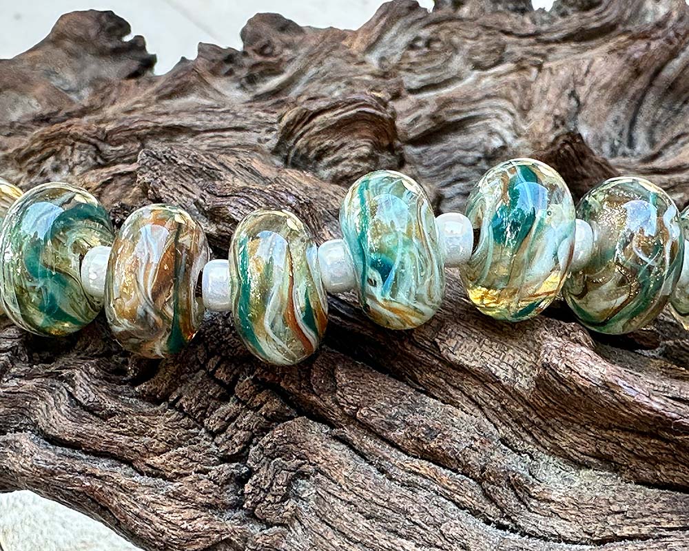 green lampwork beads