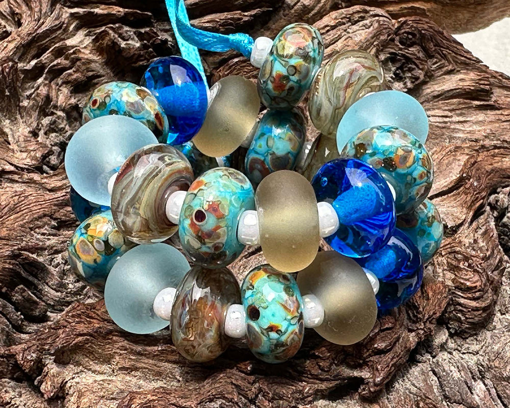 blue lampwork beads