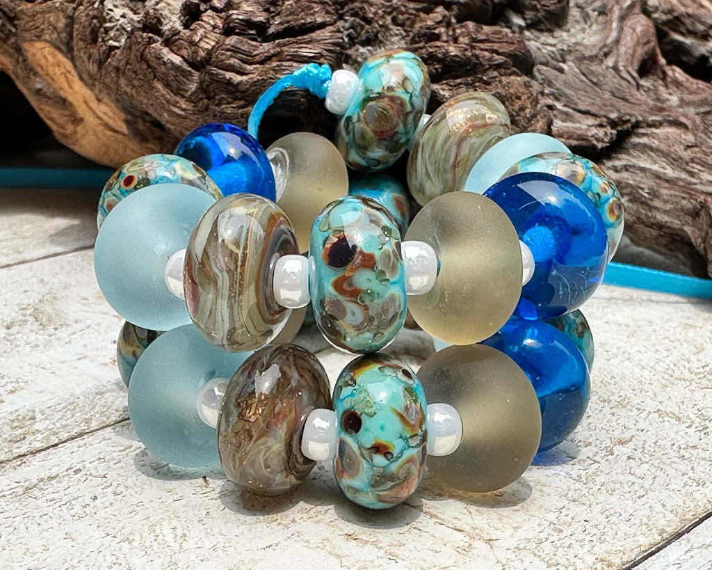 blue lampwork beads