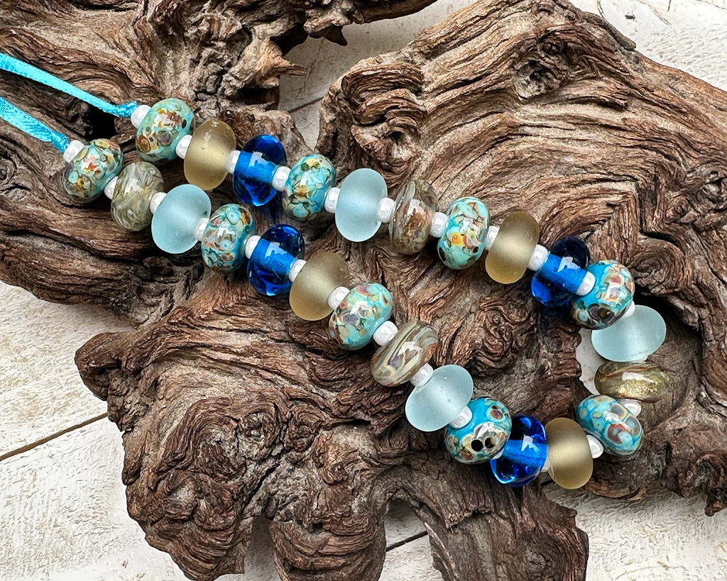 blue lampwork beads