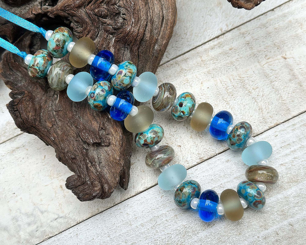blue lampwork beads