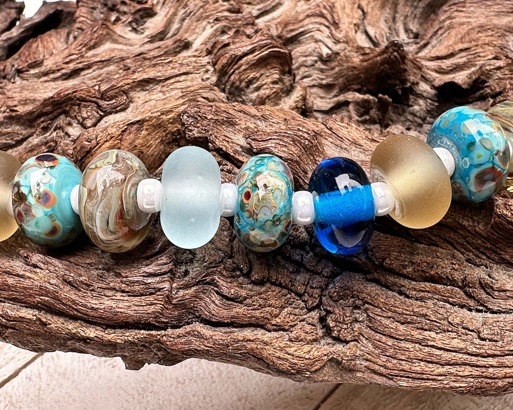 blue lampwork beads