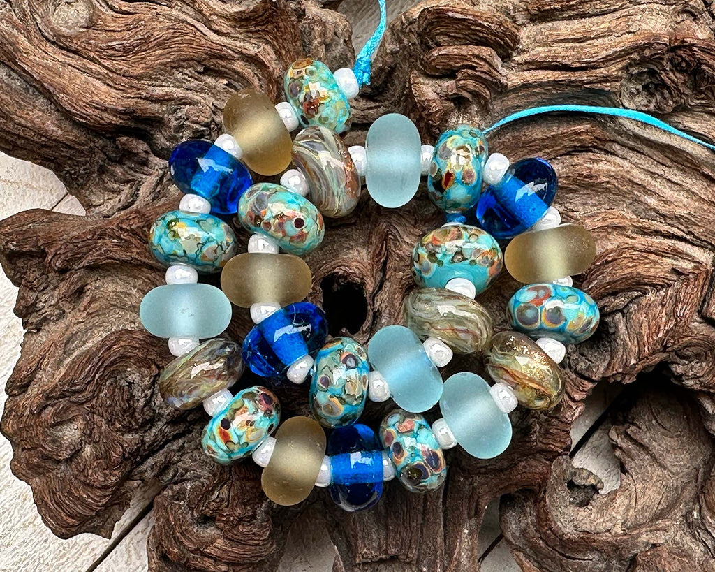 blue lampwork beads