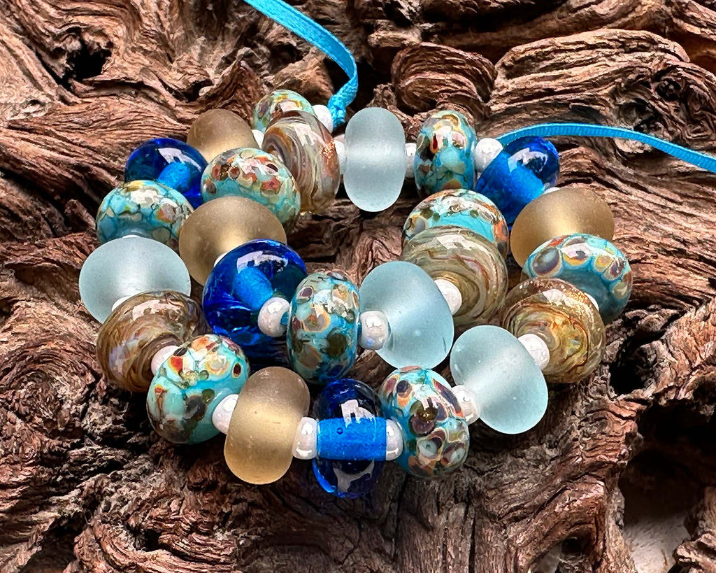 blue lampwork beads