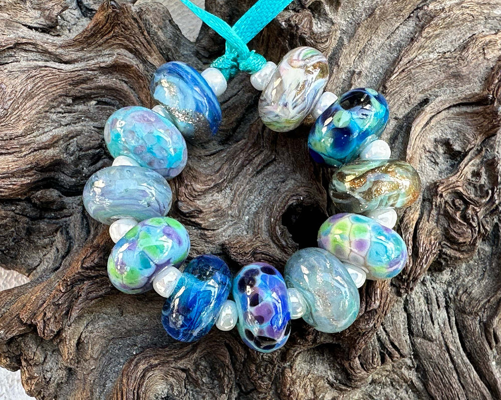 blue lampwork beads