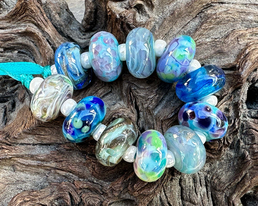 blue lampwork beads