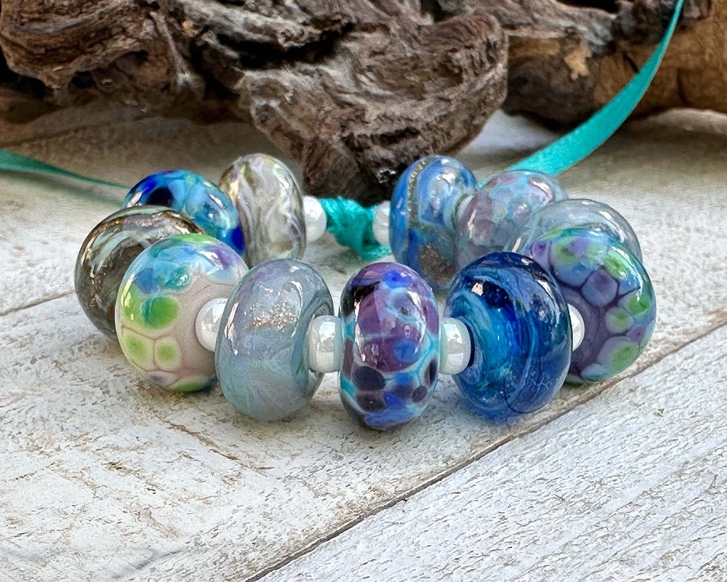 blue lampwork beads