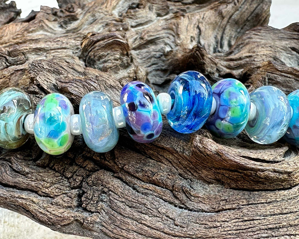 blue lampwork beads