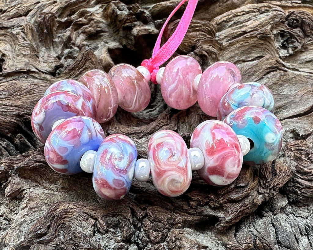 pink lampwork beads