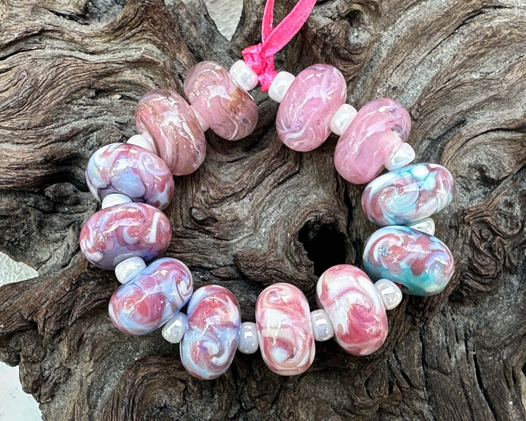 pink lampwork beads
