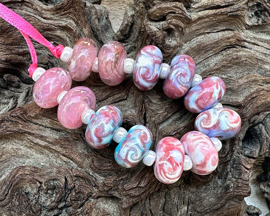 pink lampwork beads