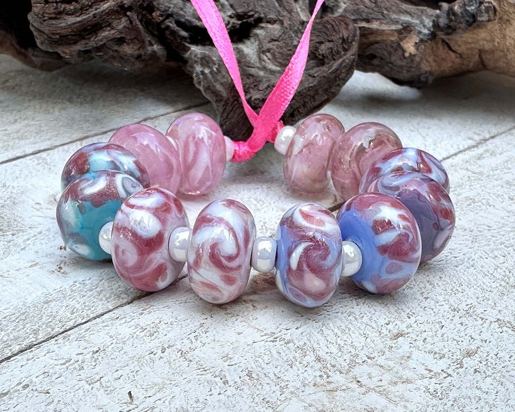 pink lampwork beads