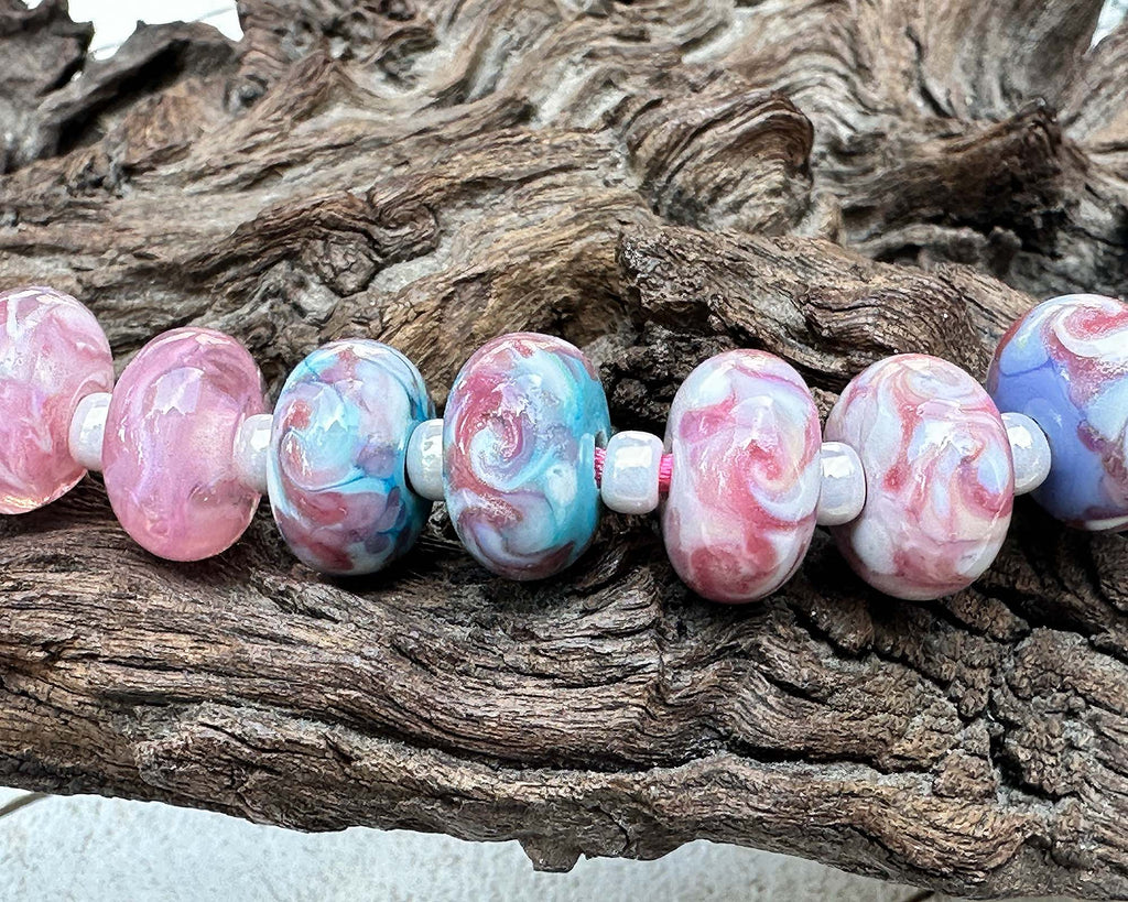 pink lampwork beads