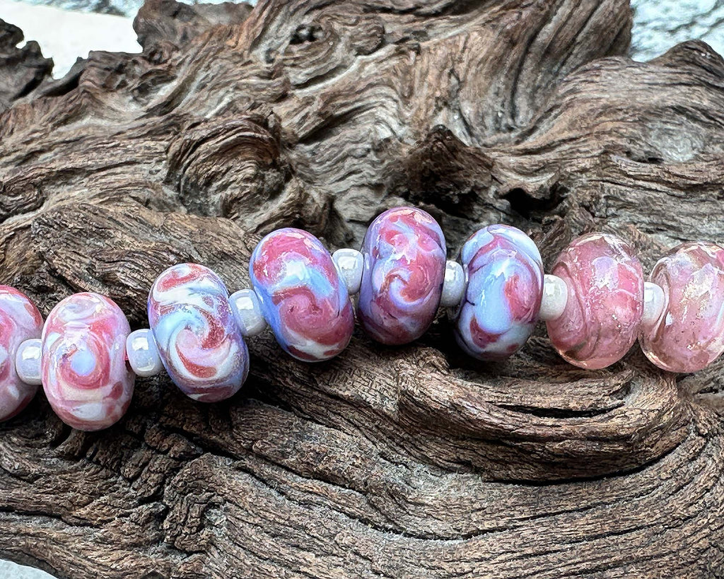 pink lampwork beads