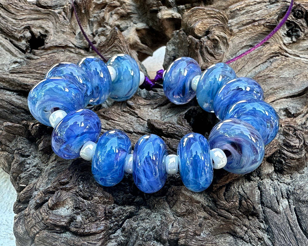blue lampwork beads