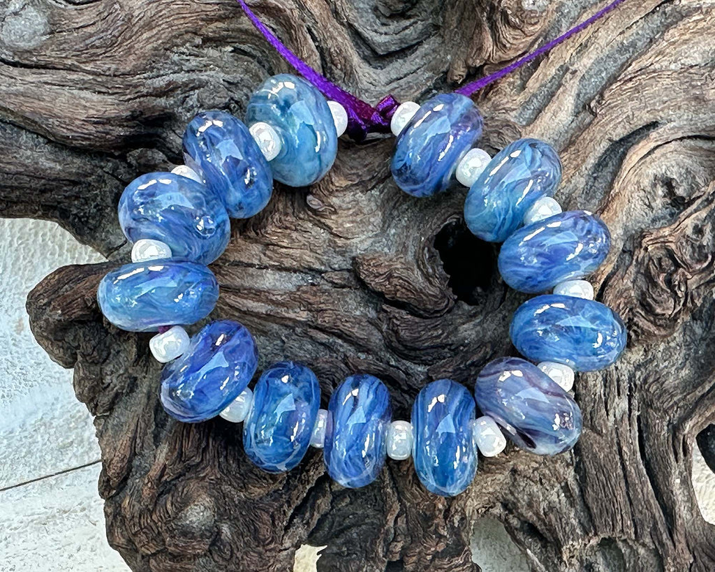 blue lampwork beads