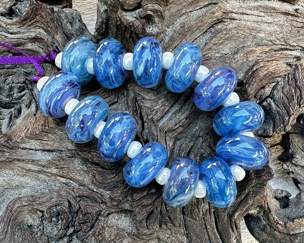 blue lampwork beads
