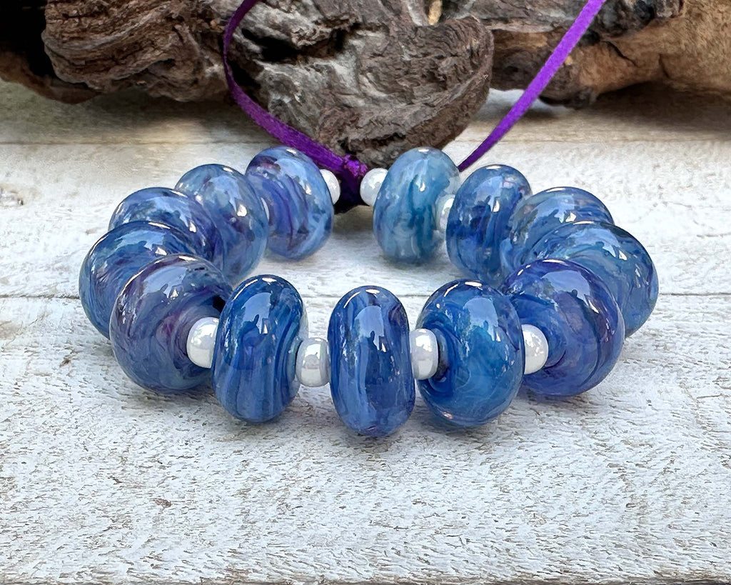 blue lampwork beads
