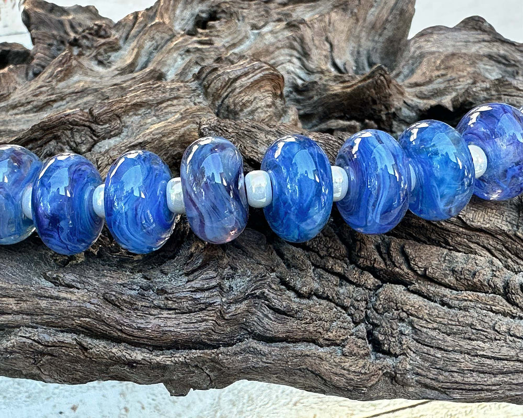 blue lampwork beads