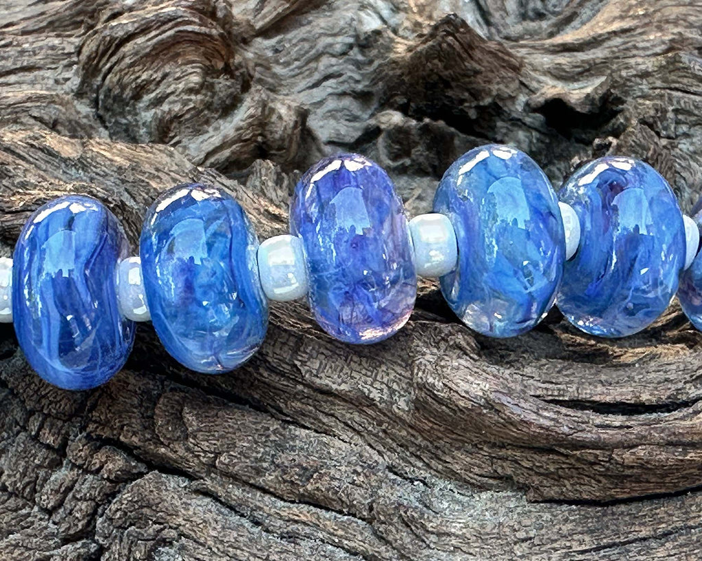 blue lampwork beads