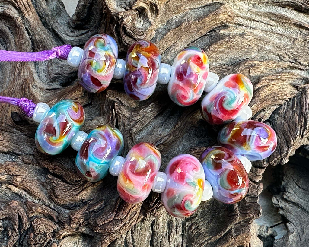 colorful lampwork beads