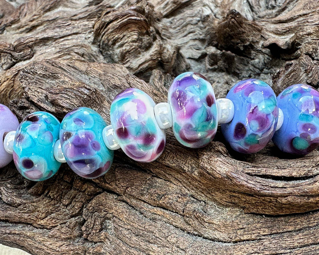 wisteria frit lampwork beads