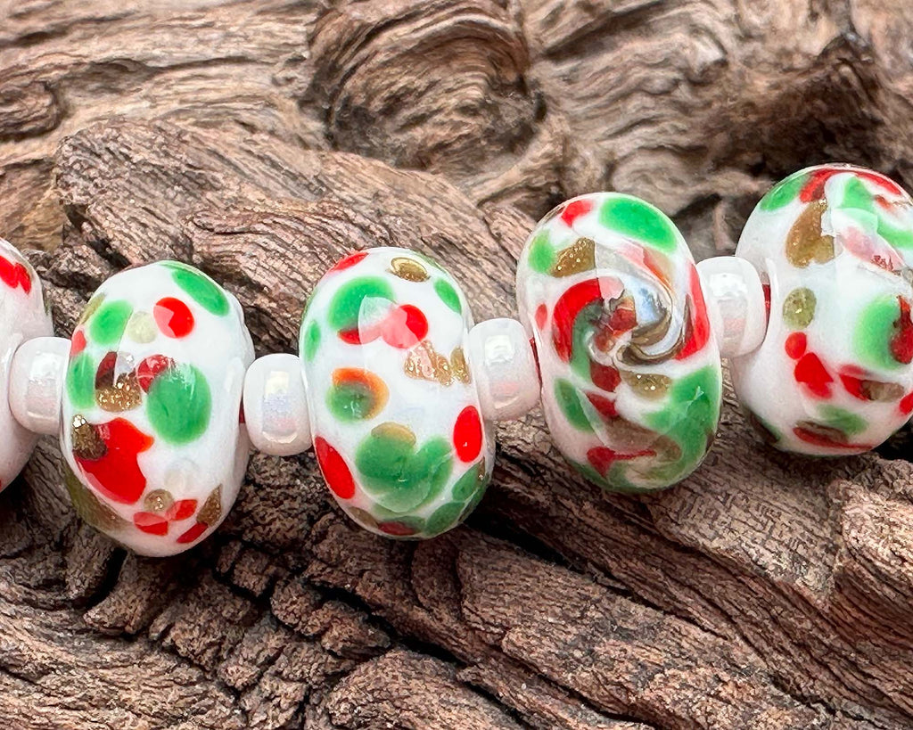 christmas frit lampwork beads