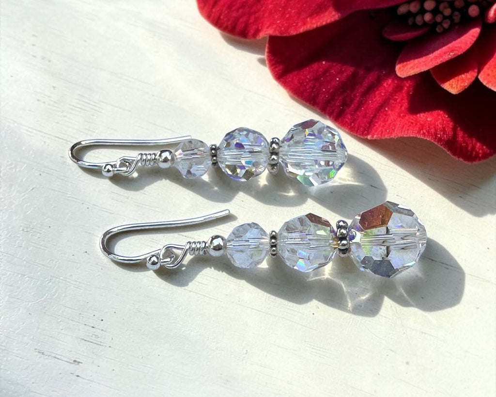 Sparkling Silver Crystal Tear Drop Earrings – Rachelle  Sparkling Silver Crystal Drop Earrings display picture 1