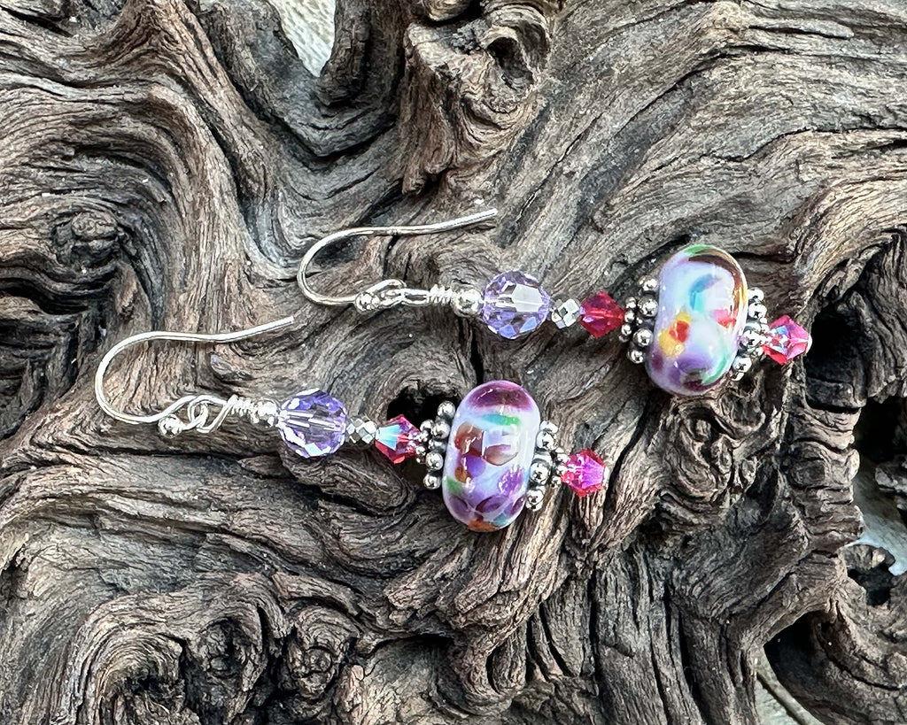 purple lampwork earrings