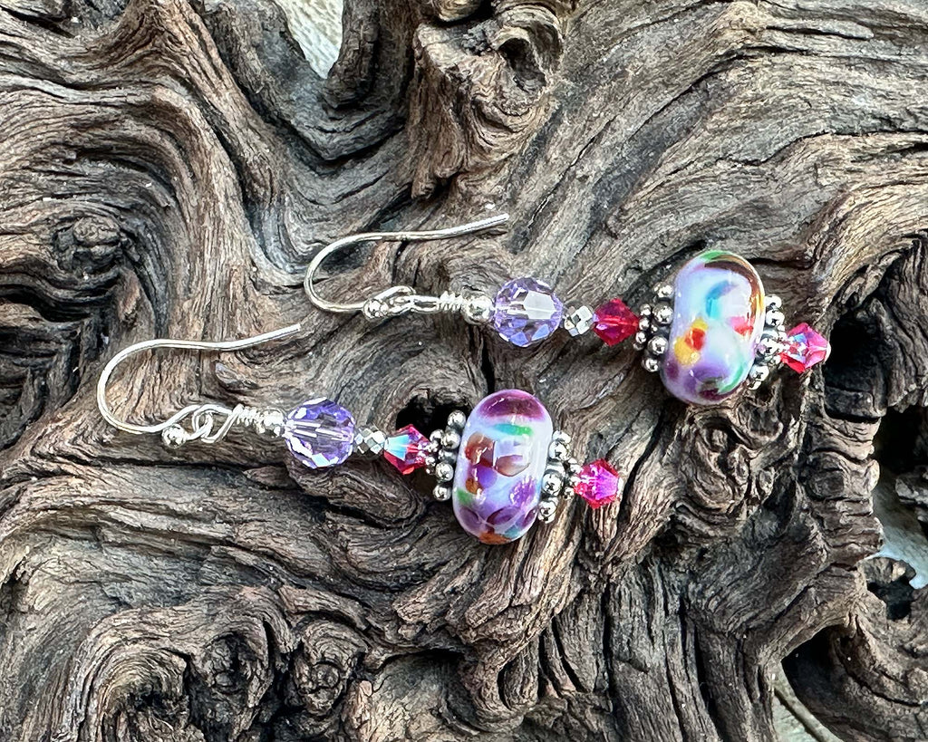 purple lampwork earrings