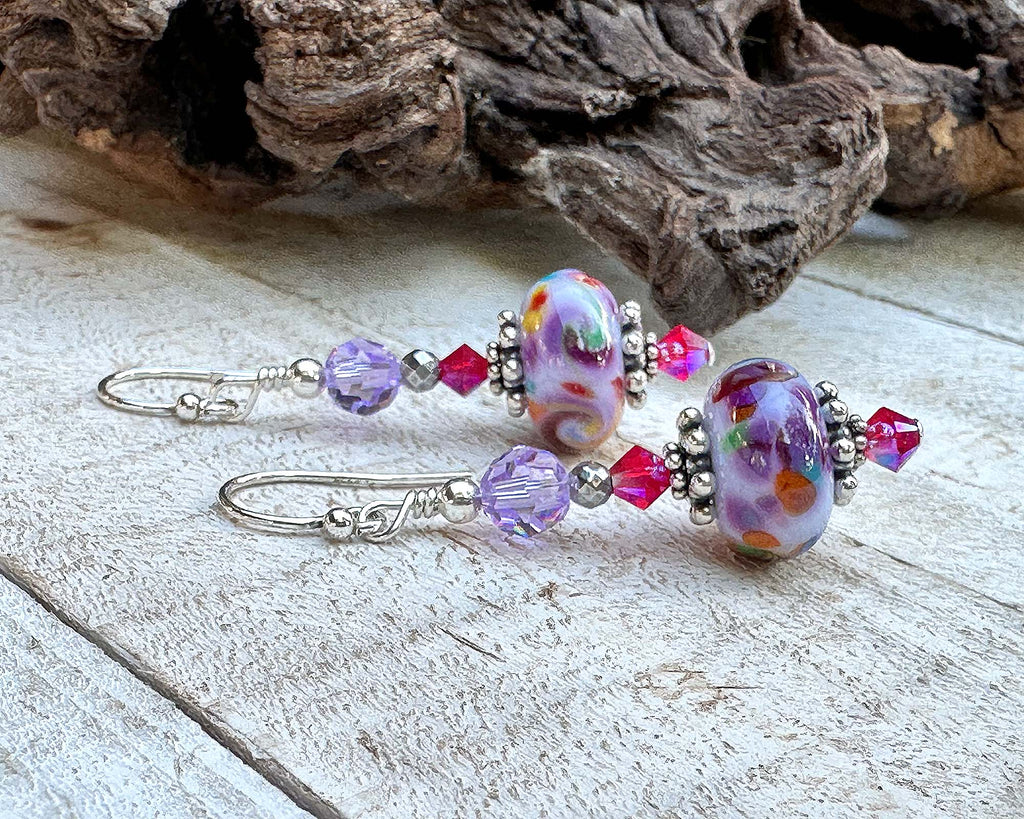purple lampwork earrings