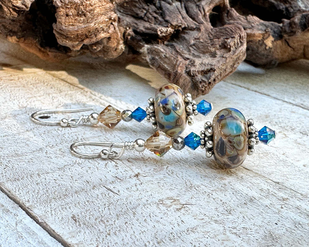 blue lampwork earrings