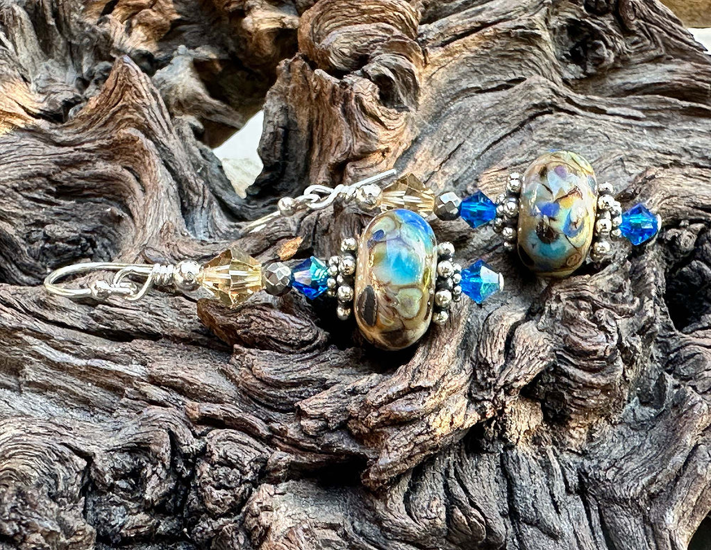 blue lampwork earrings
