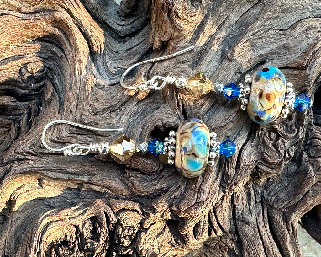 blue lampwork earrings