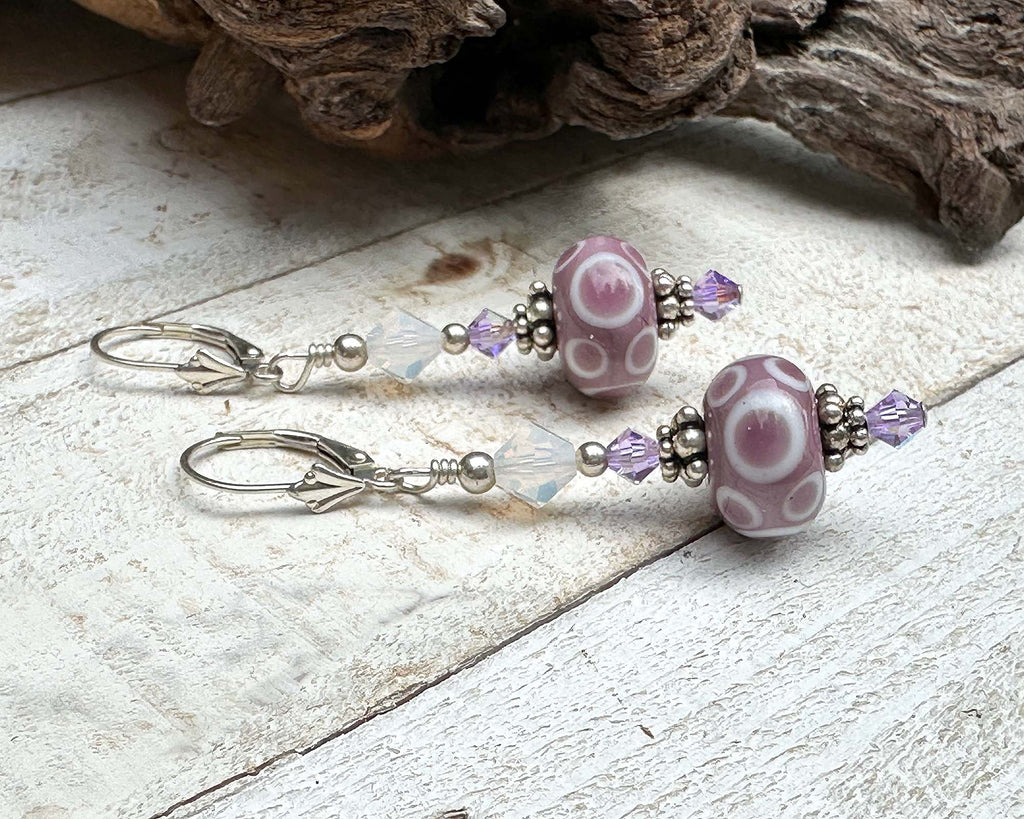 pink lampwork earrings