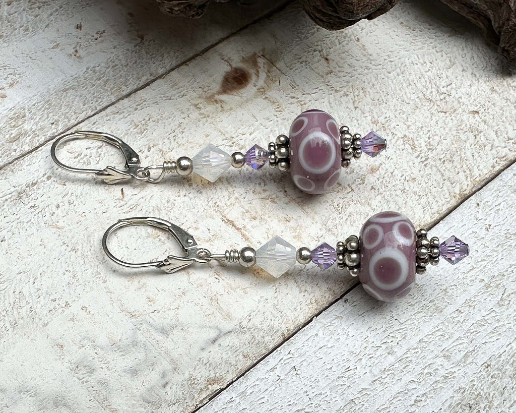 pink lampwork earrings