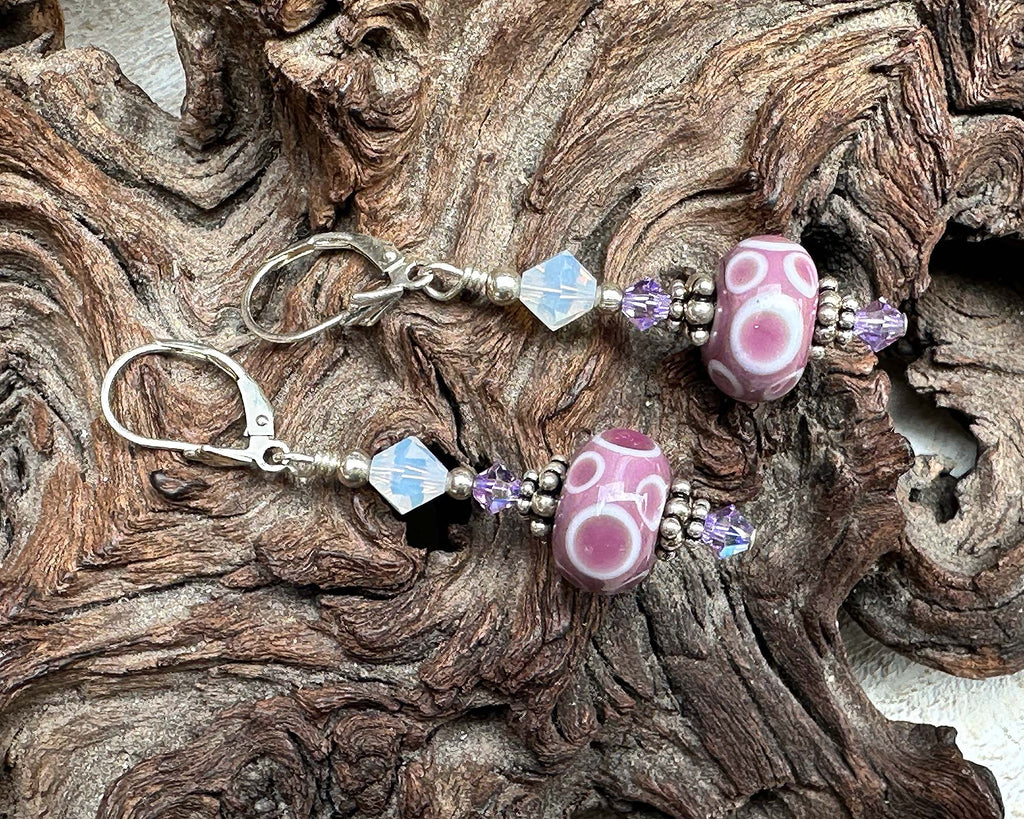 pink lampwork earrings
