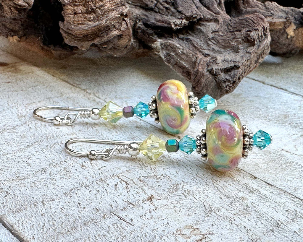 aqua lampwork earrings