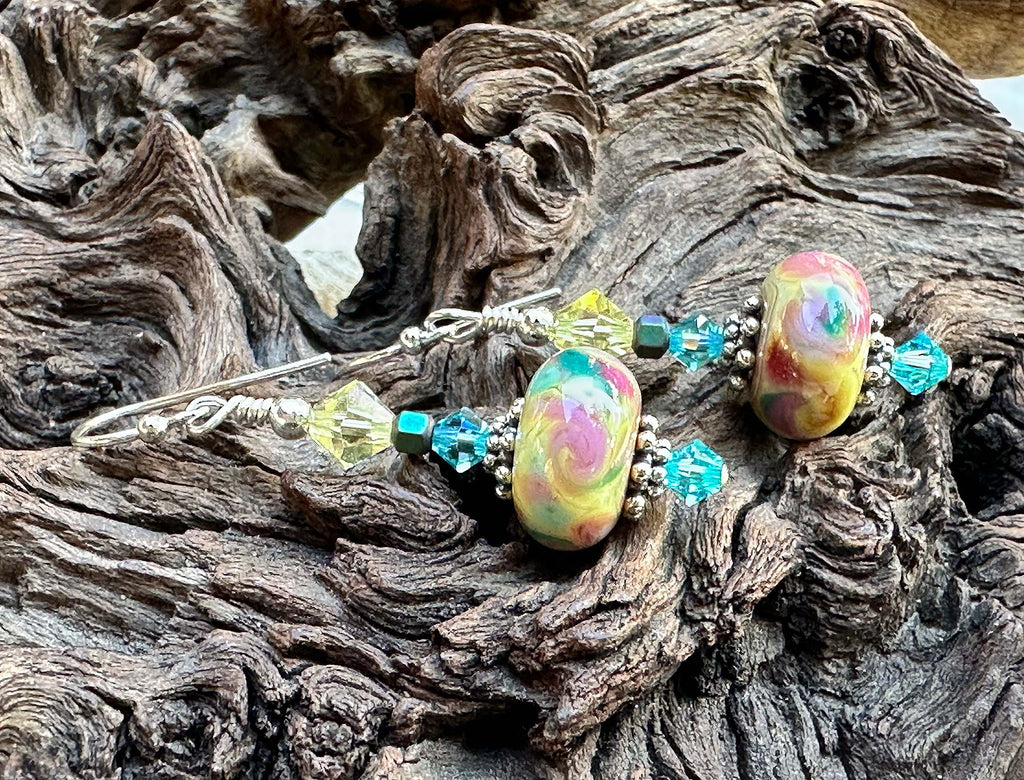 aqua lampwork earrings