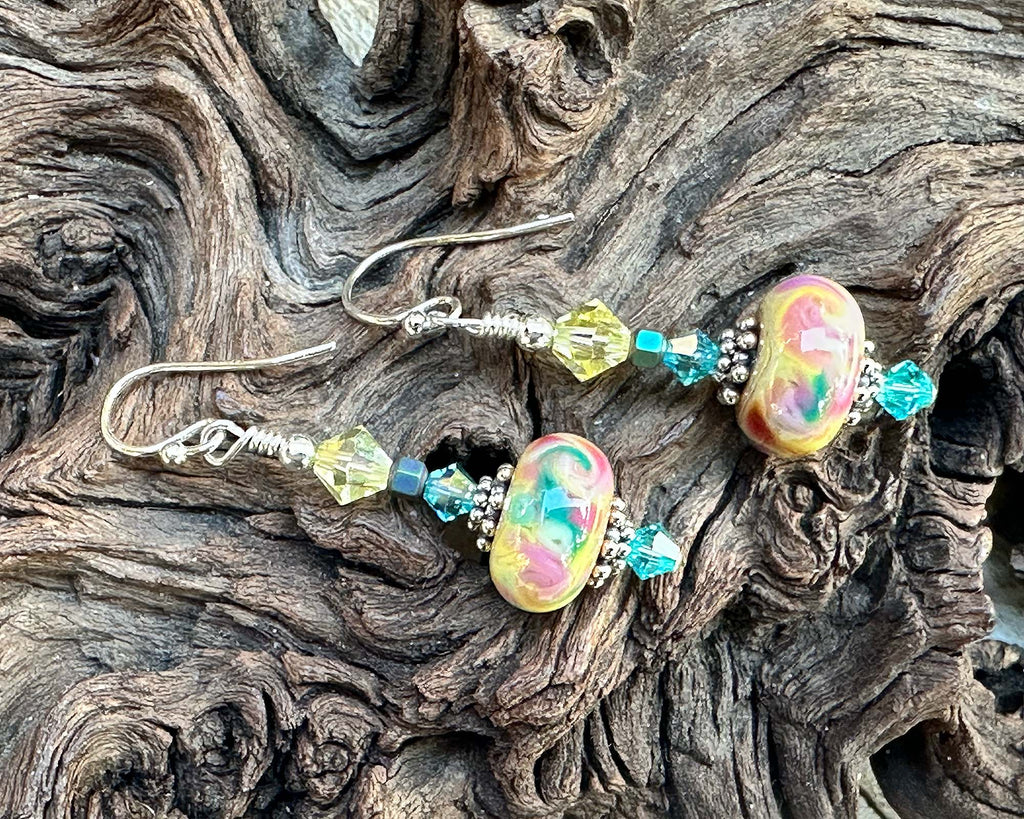 aqua lampwork earrings