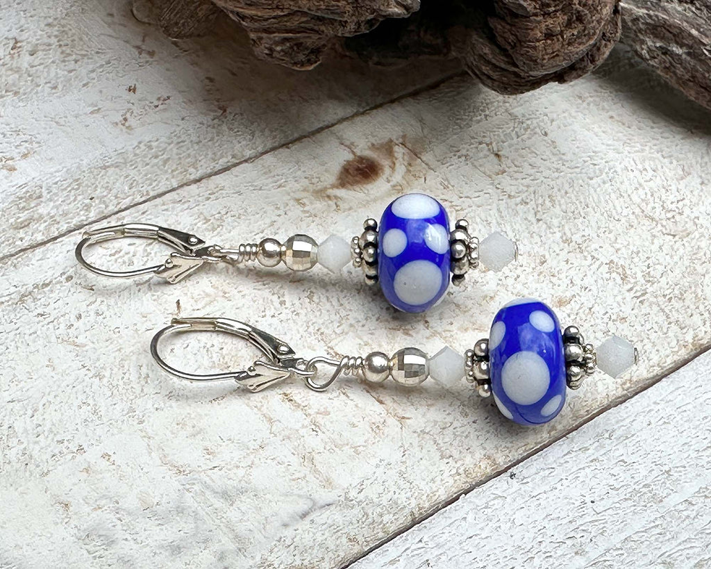 Blue and White Lampwork Earrings