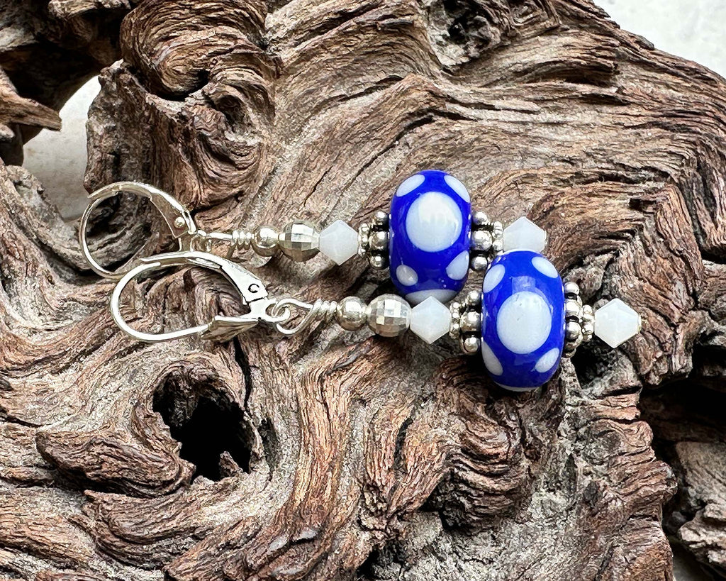 Blue and White Lampwork Earrings