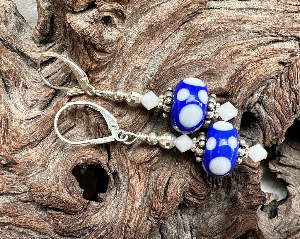 Blue and White Lampwork Earrings