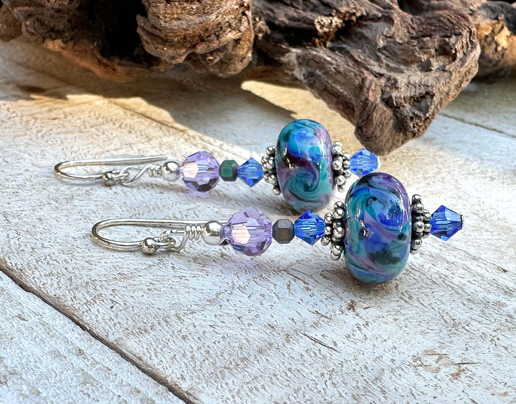 blue lampwork earrings