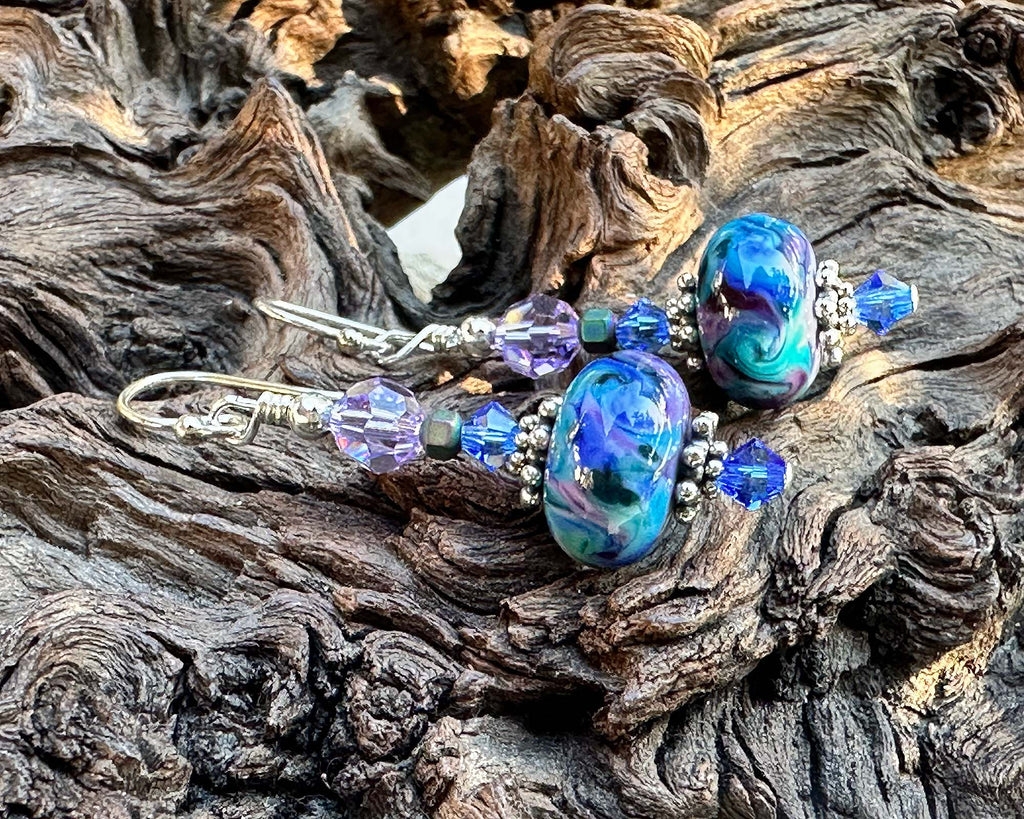 blue lampwork earrings