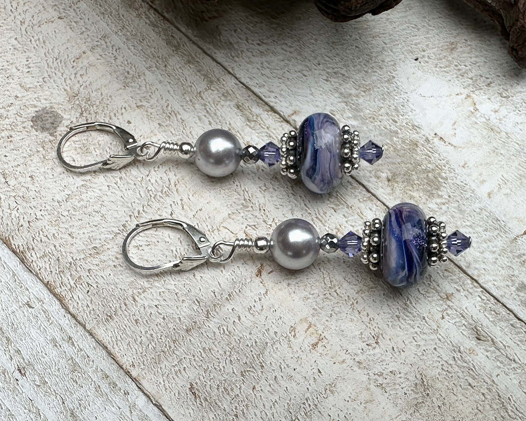 purple lampwork earrings