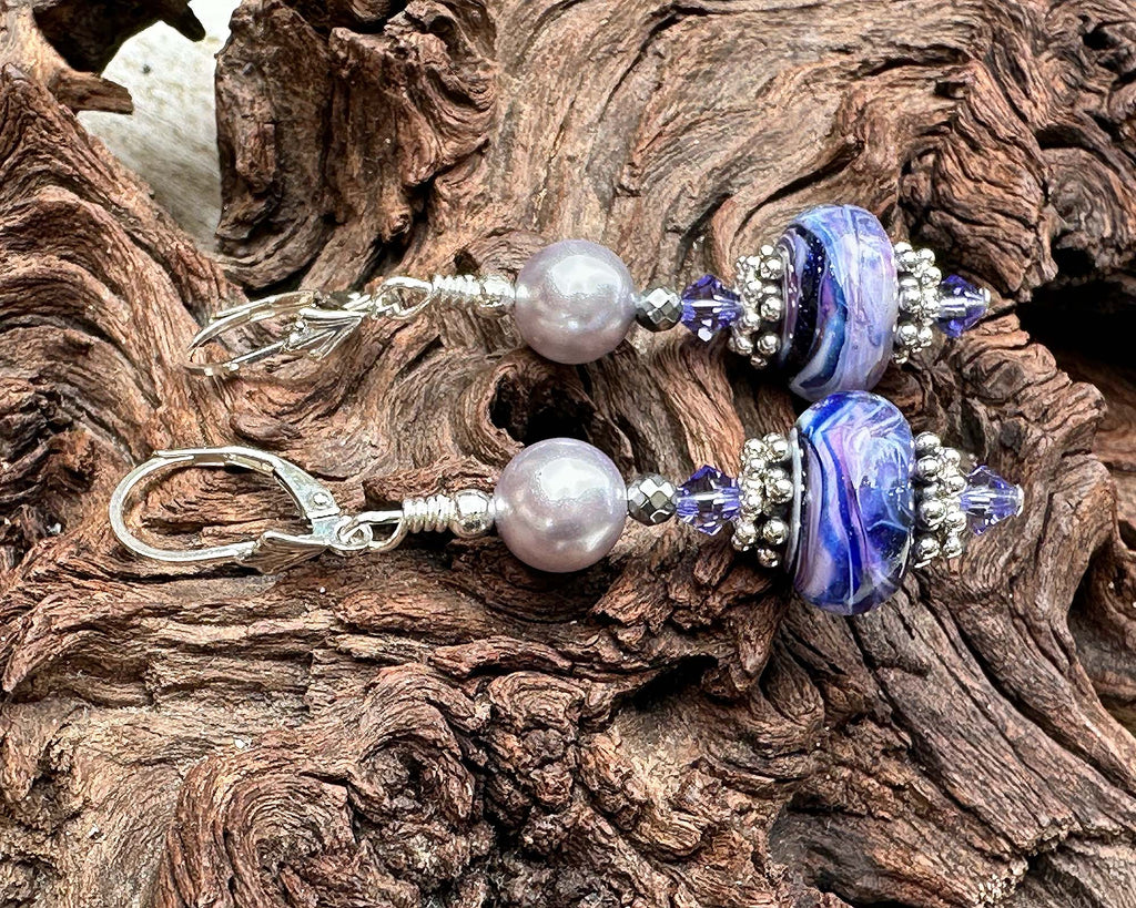 purple lampwork earrings