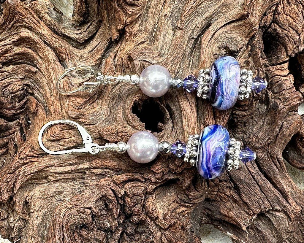 purple lampwork earrings