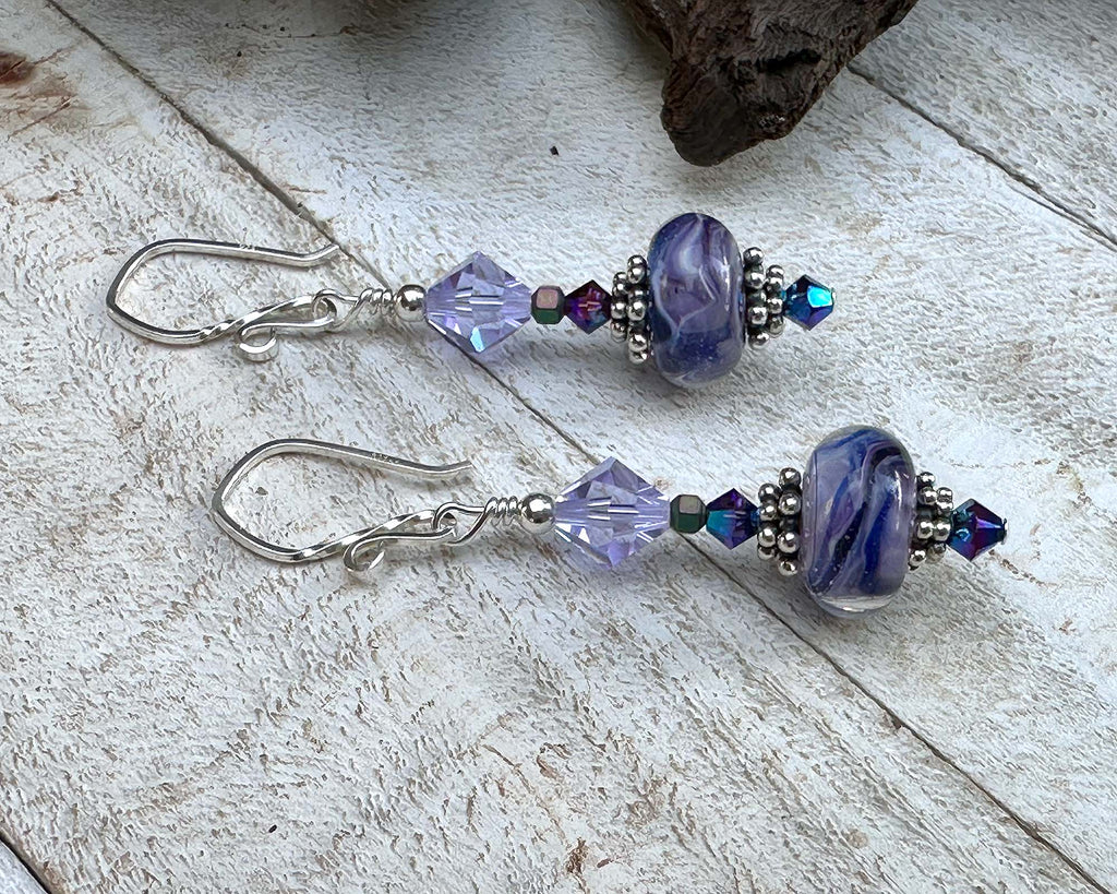 purple lampwork earrings